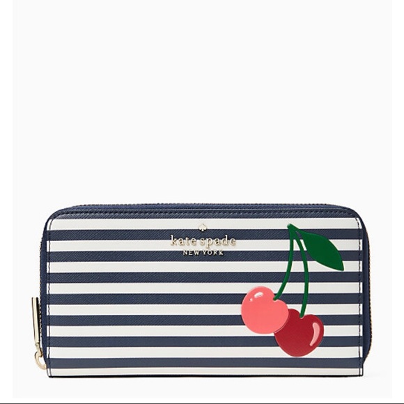 kate spade Handbags - NWT Kate Spade Bing Large Striped Cherry Continental Wallet